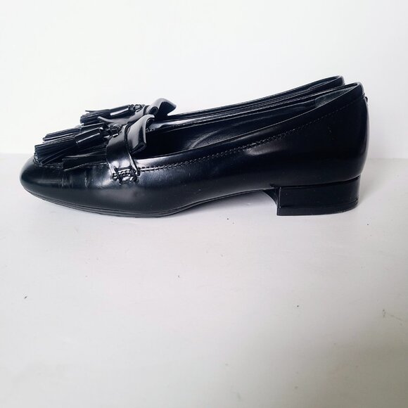 Tod's Black Leather Tassel Loafers Women's EU 36.5 - Picture 5 of 10